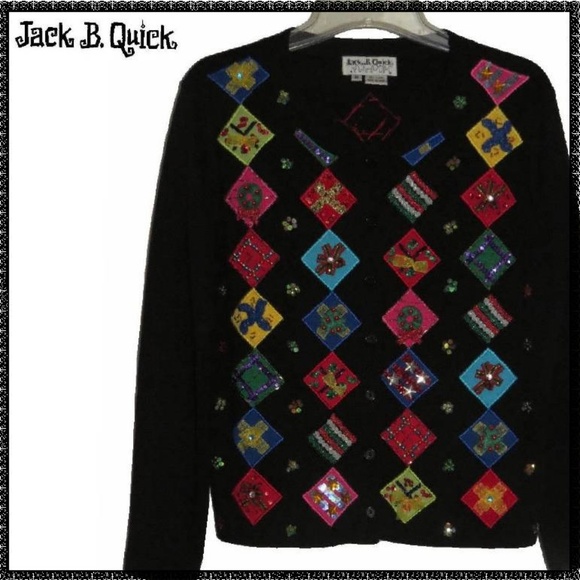 Jack B Quick Sweaters - Ugly CHRISTMAS SWEATER M Cotton Knit Cardigan Top